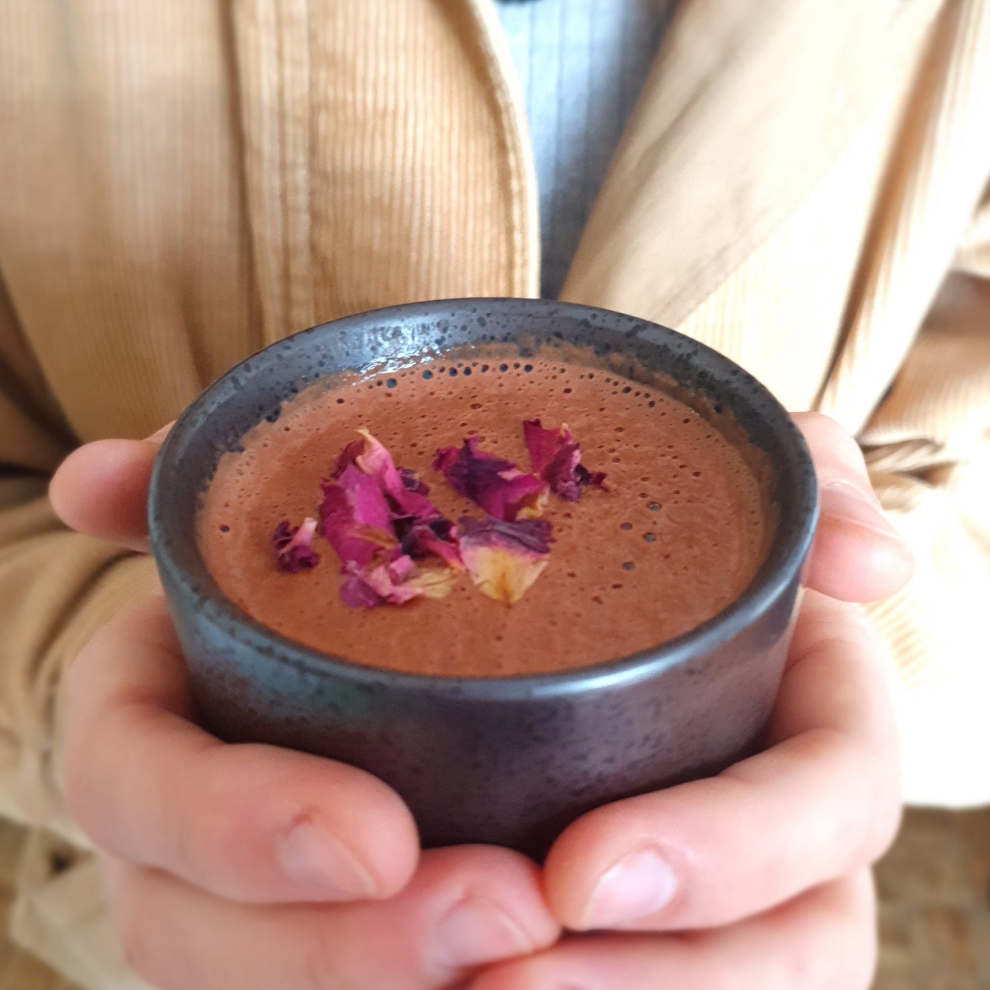 Ceremonial Cacao with rose petals