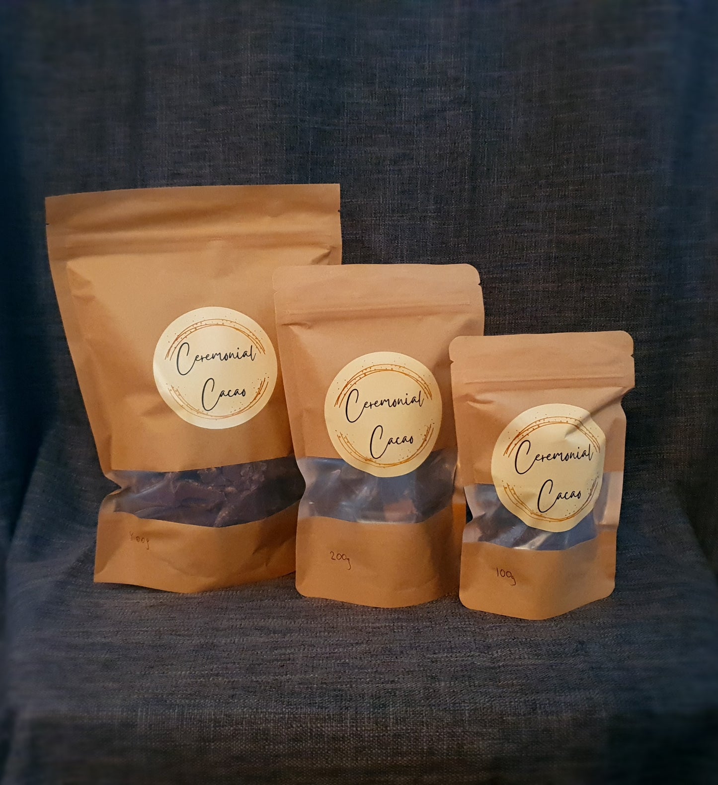 Ceremonial Cacao bags of different sizes