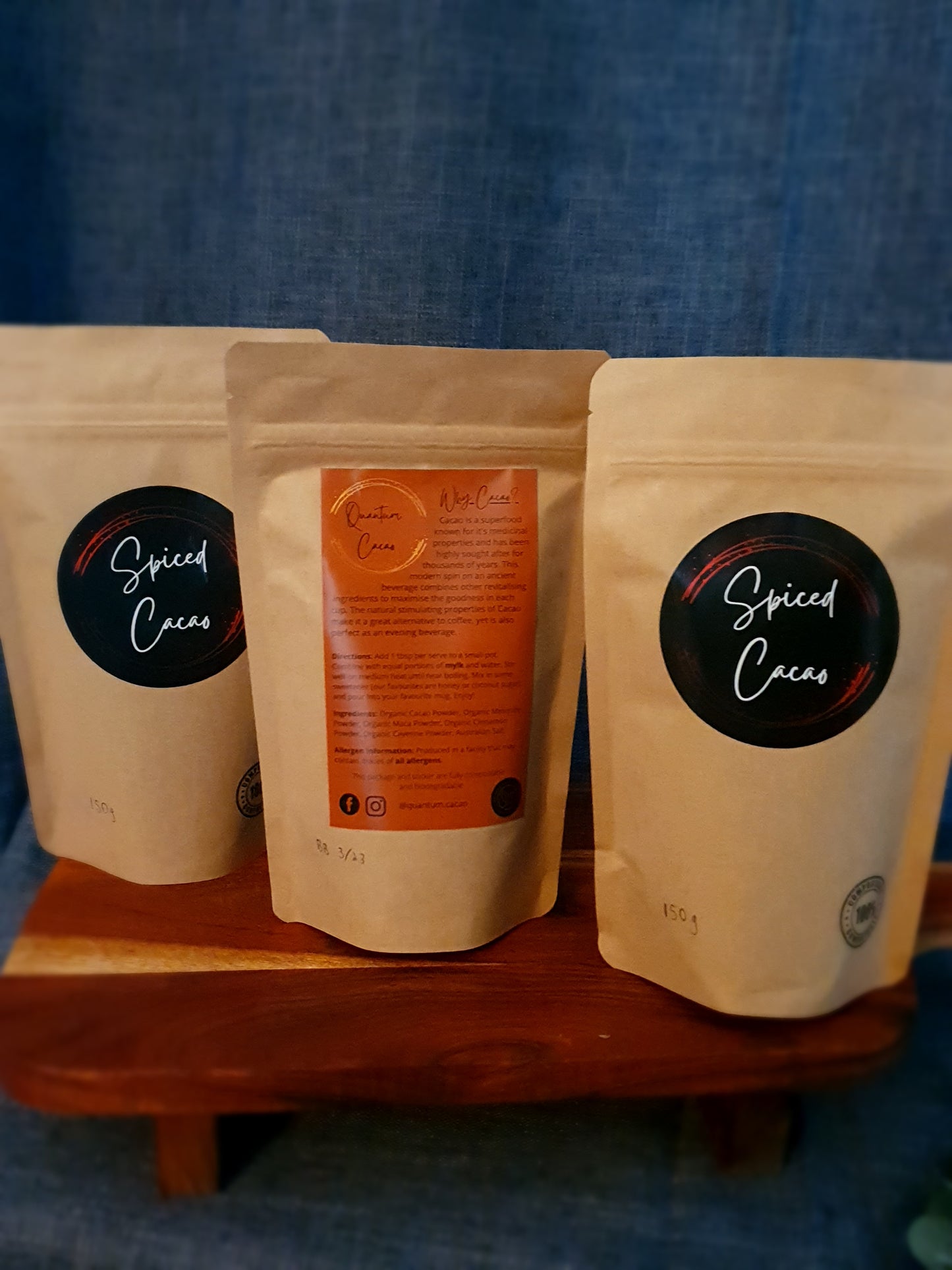 Spiced Cacao elixir bags on display