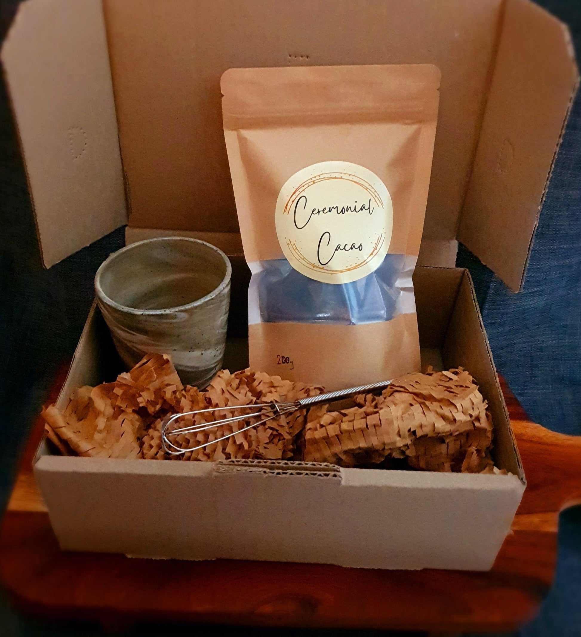 Ceremonial Cacao gift box on display